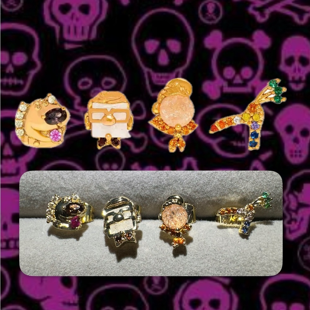 14K Gold Disney Pixar Up Theme Earrings Mismatch Asymmetrical Character